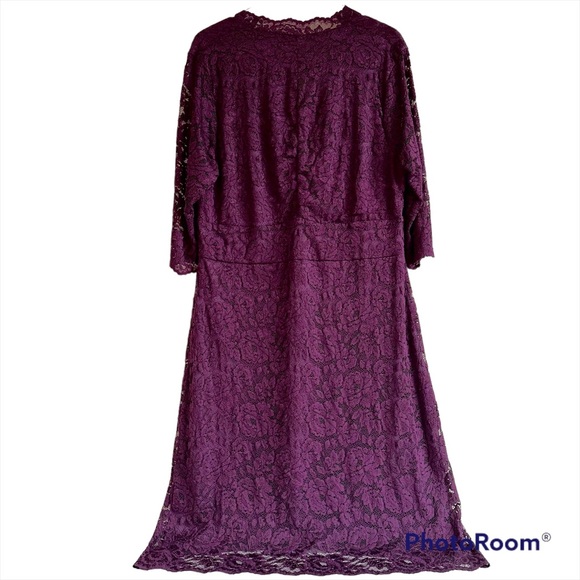 Kiyonna Plum Scalloped Lace Boudoir Dress Kiyonna Size 2 - 18/20 - Picture 12 of 12